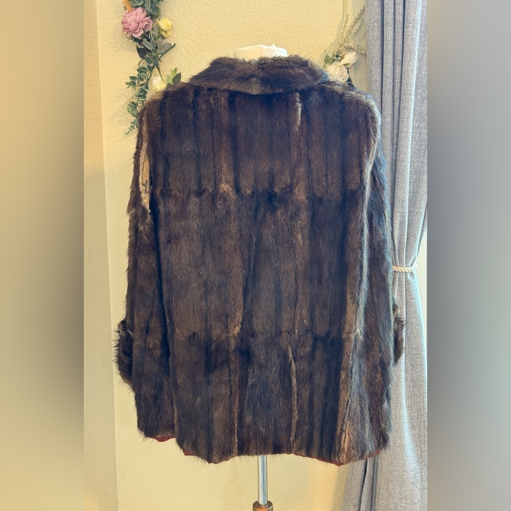 VINTAGE Dark Brown Mink Fur Coat FROM The 1950's - DAMAGED For Repurpose/Repair - Picture 5 of 15